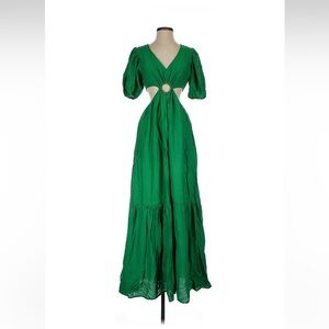 Flying Tomato Emerald Maxi Dress with Cut-Out
